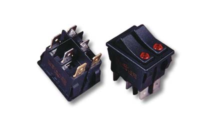 Double switch with lamp - 16/6 A (black)