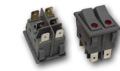 Double switch with lamp - 16/6 A